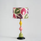 Wooden Lamp with Cotton Ikat Printed Lampshade