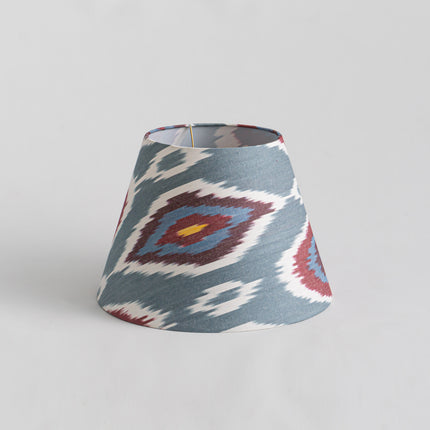 Wooden Lamp with Cotton Ikat Printed Lampshade