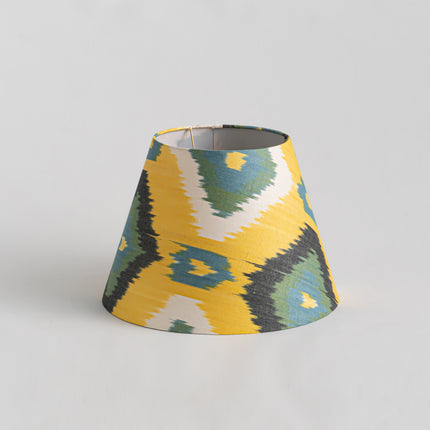 Wooden Lamp with Cotton Ikat Printed Lampshade