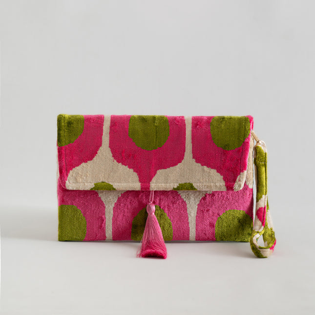 Evil Eye Printed Silk Velvet Clutch Bag