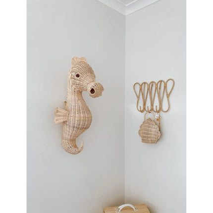 Rattan Sea Horse Wall Decor