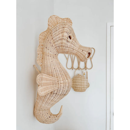 Rattan Sea Horse Wall Decor