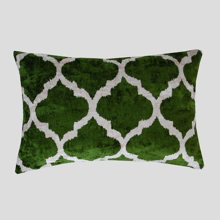 Copy of Green Silk Velvet Ikat Pillow Cover