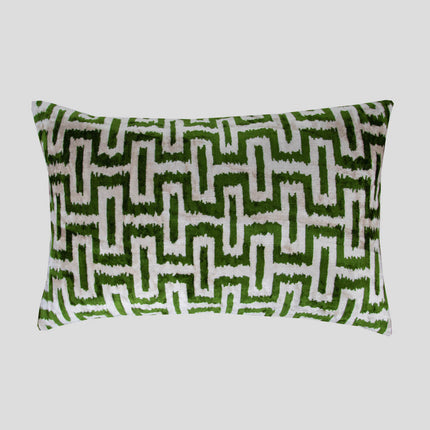 Copy of Green Silk Velvet Ikat Pillow Cover