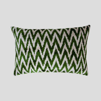 Copy of Green Silk Velvet Ikat Pillow Cover