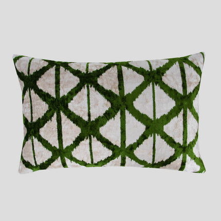 Copy of Green Silk Velvet Ikat Pillow Cover