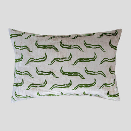 Copy of Green Silk Velvet Ikat Pillow Cover