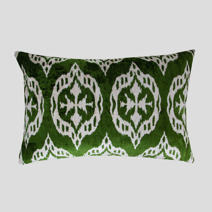 Copy of Green Silk Velvet Ikat Pillow Cover