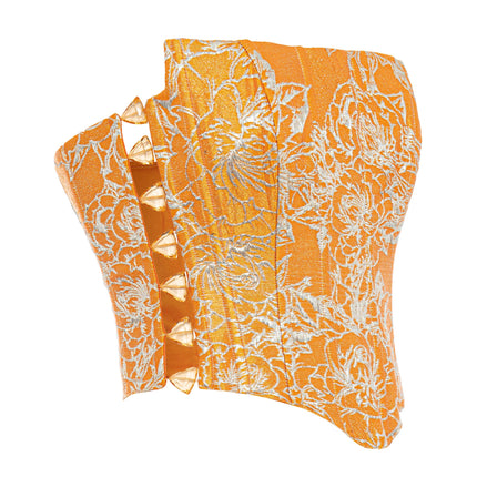 Ivry Floral Print Strapless Corset Orange