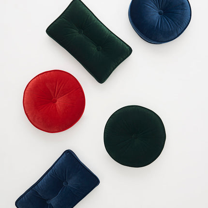Rectangular Button Detailed Green Velvet Pillow