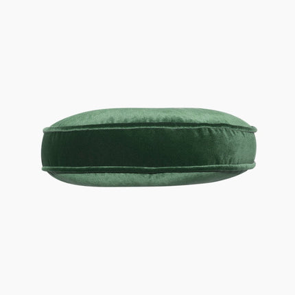 Round Button Detailed Green Velvet Pillow