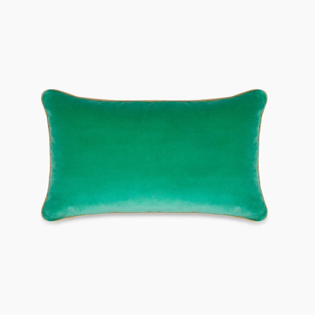 Applique Detailed Green Rectangle Velvet Pillow