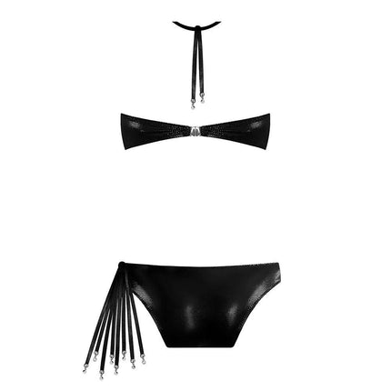 Aaron Parlak Siyah Biye Püskül Detaylı Kadın Bikini Takımı-ESOTTE-nowshopfun