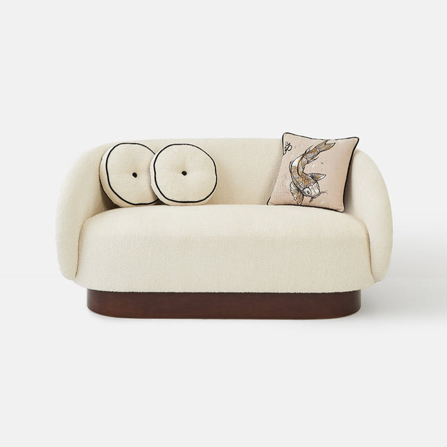 Cozy Hand Carved Detailed Beige Sofa