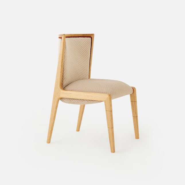 Cross Cord-Stuhl aus beigem Cord-Samt-Holz