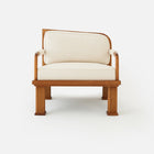 Rattan Detailed Walnut Lounge Armchair