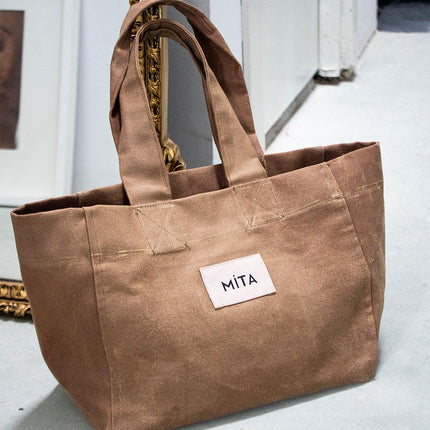 Bej Rengi Canvas Tote Bag-Mita Concept-nowshopfun