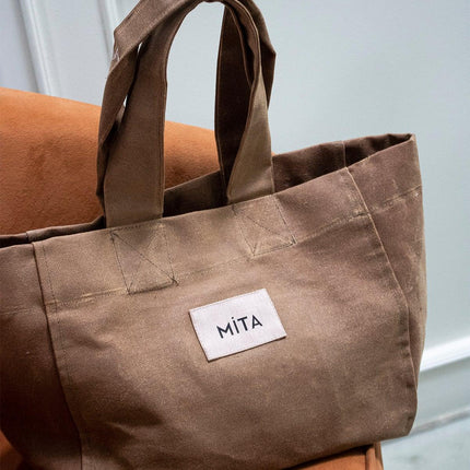 Bej Rengi Canvas Tote Bag-Mita Concept-nowshopfun