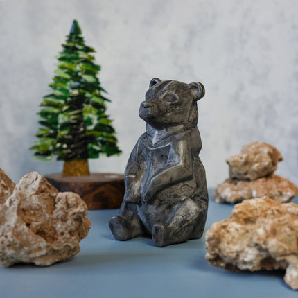 Brown Bear Figurine with Concrete Corners