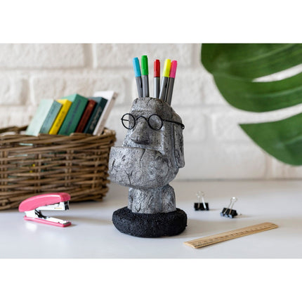 Concrete Moai Pen Holder