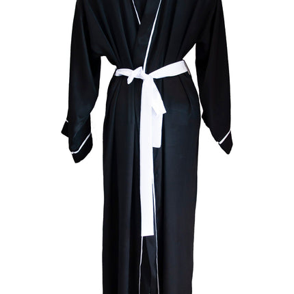 Silky Black and White Ribbed Men's Kimono