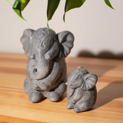 Concrete Elephant Figurine Set
