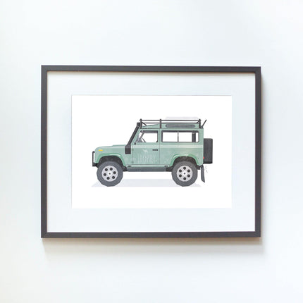 Green Land Rover Defender Tablo-Little Forest Animals-nowshopfun
