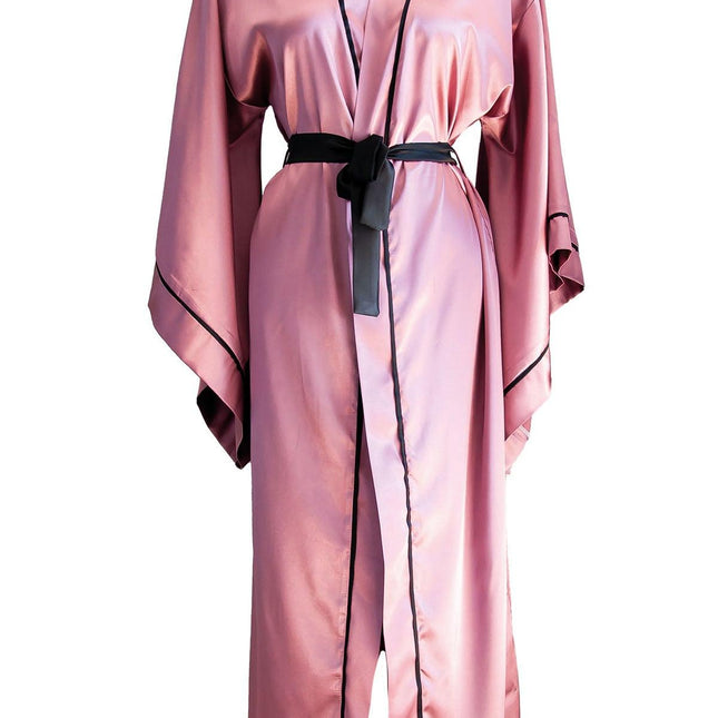 Gül Kurusu Siyah Biyeli Yarasa Kol Kimono Sabahlık-Mita Concept-nowshopfun