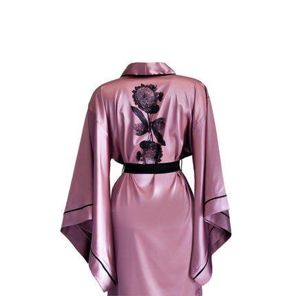 Gül Kurusu Siyah Biyeli Yarasa Kol Kimono Sabahlık-Mita Concept-nowshopfun