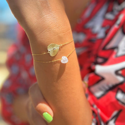 PULSERA DAMA DE PLATA CON PIEDRA Y CORAZÓN