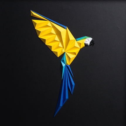 Pintura de guacamayo azul y dorado