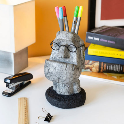 Concrete Moai Pen Holder