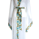 Silk Patterned Chiffon Bat Sleeve Kimono Dressing Gown