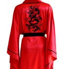 Silky Red Black Tie Bat Sleeve Kimono Dressing Gown