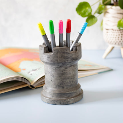 Concrete Castle Pen Holder