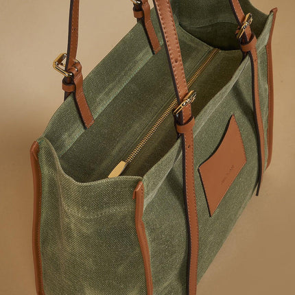 Kanvas Tote Green-Twinsaction-nowshopfun