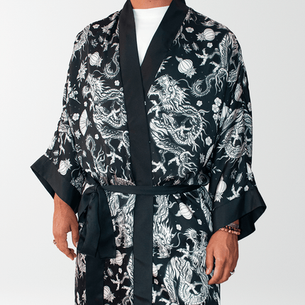 Long Dark Double Dragon Kimono-Helal Merch-nowshopfun