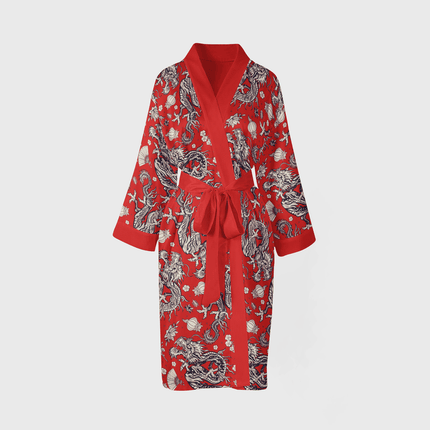 Long Red Double Dragon Kimono-Helal Merch-nowshopfun