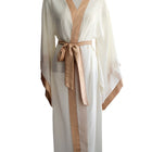 Chiffon Gold Striped Ecru Bat Sleeve Kimono Dressing Gown