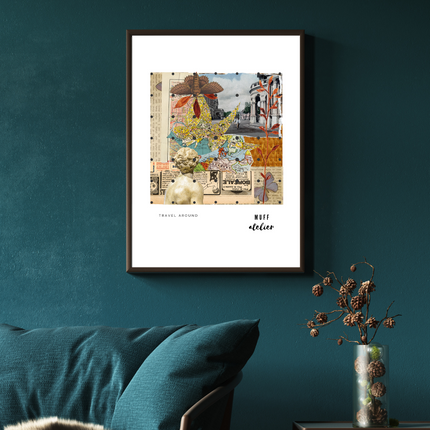 Travel Around Art Print Baskı-Muff Atelier-nowshopfun