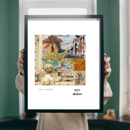 Travel Around Art Print Baskı-Muff Atelier-nowshopfun