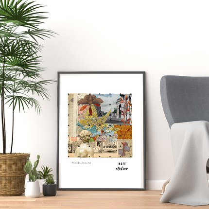 Travel Around Art Print Baskı-Muff Atelier-nowshopfun