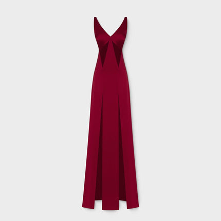 Venice Kırmızı Çift Yırtmaç Bacak Dekolteli Cutout Tasarım Elbise-ESOTTE-nowshopfun