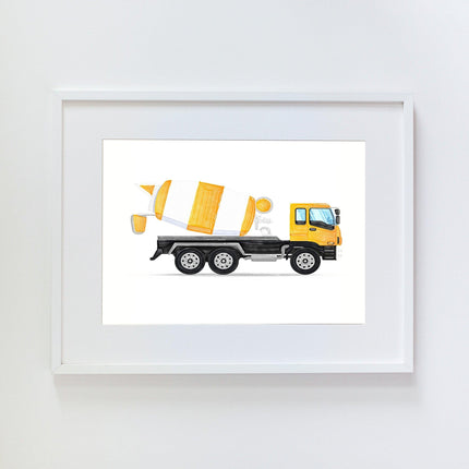 Yellow Cement Mixer Truck Tablo-Little Forest Animals-nowshopfun